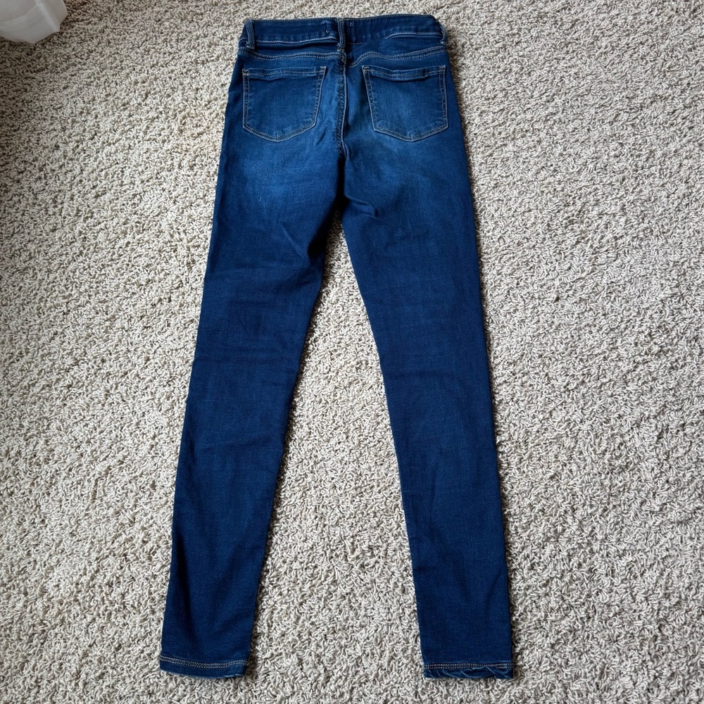 SO Blue Denim Stretch Skinny Jegging Jeans Faux Button Snap Closure Girls 12 - Picture 7 of 13